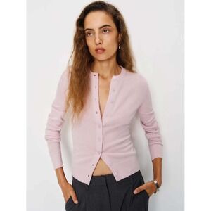 NWT Reformation Farren Cashmere Crew Cardigan Sweater | Foxglove Pale Pink S